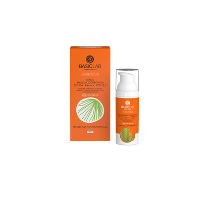 BasicLab Lekka Emulsja Ochronna SPF50+ PA++++ PPD 52,3 Prewencja i Antyoksydacja 50ml