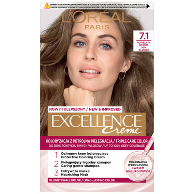 Loreal Excellence Creme Krem Koloryzujący Farba do Włosów 7.1 Popielaty Blond
