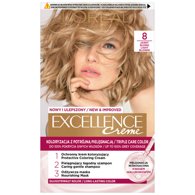 Loreal Excellence Creme Krem Koloryzujący Farba do Włosów 8 Jasny Blond