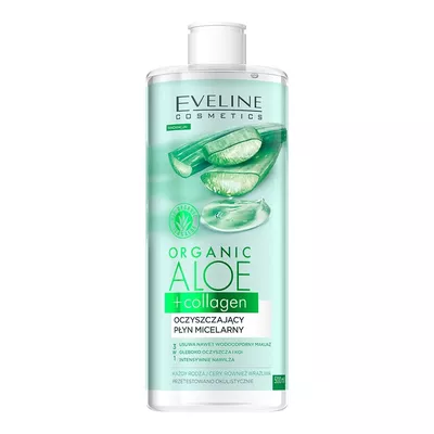 Eveline Organic Aloe + Collagen Oczyszczający Płyn Micelarny 3w1 500ml