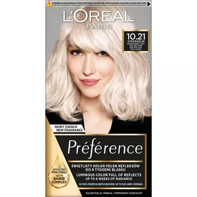 Loreal Preference Farba do Włosów 10.21 Stockholm Bardzo Bardzo Jasny Perłowy Blond