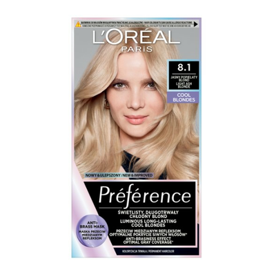 Loreal Preference Farba do Włosów Cool Blondes 8.1 Copenhagen Jasny Popielaty Blond