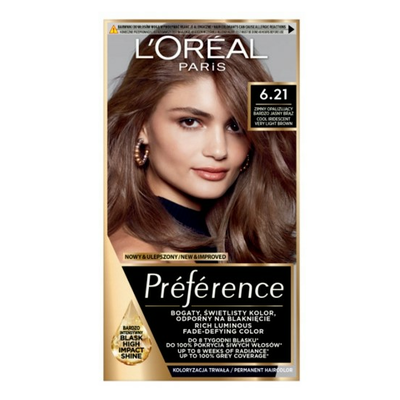 Loreal Preference Farba do Włosów 6.21 Zurich Zimny Opalizujący Bardzo Jasny Brąz