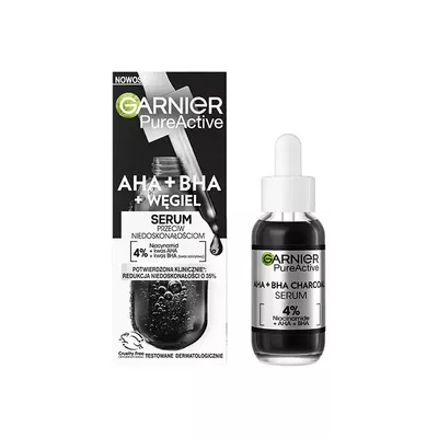 Garnier Pure Active AHA + BHA + Węgiel Serum Przeciw Niedoskonałościom 30ml