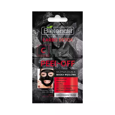 Bielenda CARBO DETOX Oczyszczająca maska węglowa Peel-off Różowy grapefruit 
