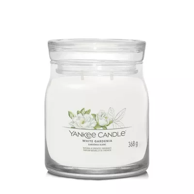 Yankee Candle Signature Świeca w Średnim Słoiku z Dwoma Knotami White Gardenia