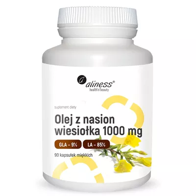 Aliness Olej z Nasion Wiesiołka 1000mg Suplement Diety 90 Kapsułek