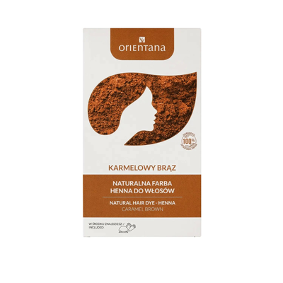 Orientana Bio Henna Roślinna Farba do Włosów Karmelowy Brąz 100g