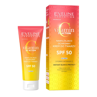 Eveline Vitamin 3x Action Nawilżająco Ochronny Krem do Twarzy SPF50+ 30ml