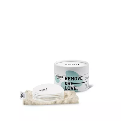 Veoli Botanica Remove &amp; Re Love Wielorazowe Bambusowe Płatki Kosmetyczne 7 Sztuk + Woreczek