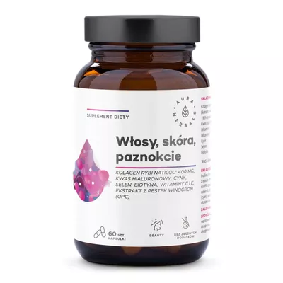 Aura Herbals Kolagen Rybi NatiCol Suplement Diety na Włosy Skórę Paznokcie 60 Kapsułek