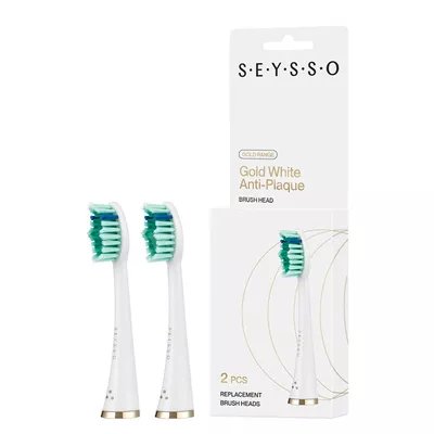SEYSSO Gold White Anti-Plaque Końcówki Wymienne do Szczoteczki Sonicznej 2 Sztuki