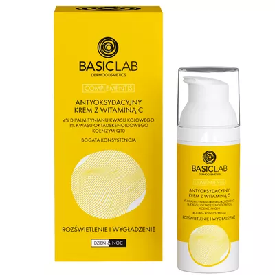 BasicLab Antyoksydacyjny Krem do Twarzy z Witaminą C o Bogatej Konsystencji 50ml