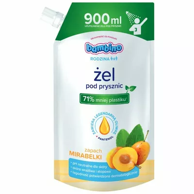Bambino Rodzina Uzupełnienie Żelu pod Prysznic o Zapachu Mirabelki 900ml