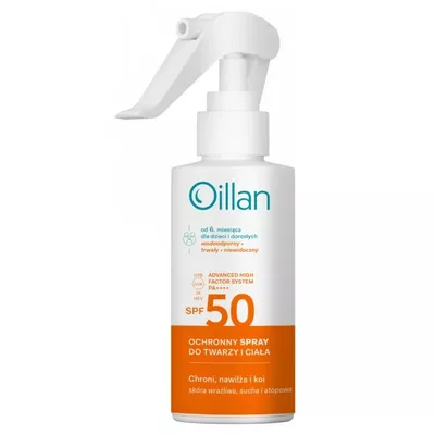 Oillan Ochronny Spray do Twarzy i Ciała z Filtrem SPF50+ 125ml