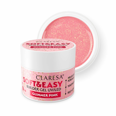 Claresa Żel Budujący Soft &amp; Easy Glimmer Pink 90g