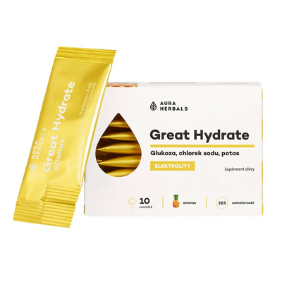 Aura Herbals Great Hydrate Elektrolity Ananas Suplement Diety 10 Saszetek