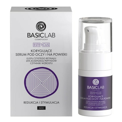 BasicLab Korygujące Serum pod Oczy i na Powieki z Retinalem 0,03% Redukcja i Stymulacja 15ml