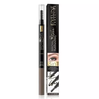 Eveline Kredka do Brwi 3w1 Dark Brown 02