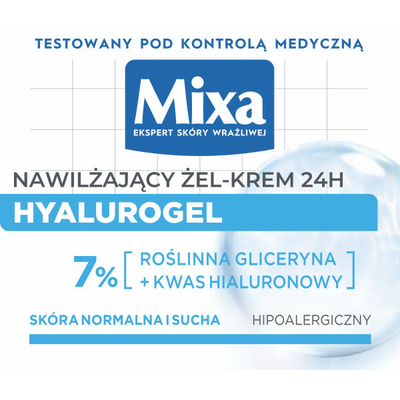 Mixa Ekspert Skóry Wrażliwej Hyalurogel Lekki Krem Intensywnie Nawilżający 50ml