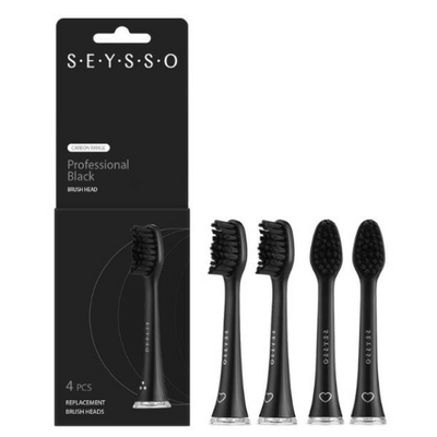 SEYSSO Carbon Range Końcówki do Szczoteczki Sonicznej 4 Sztuki Black