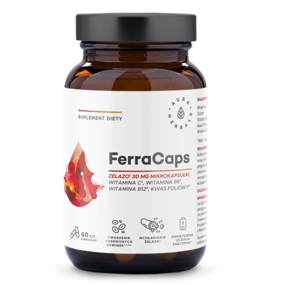 Aura Herbals FerraCaps Żelazo 30mg Suplement Diety 60 Kapsułek