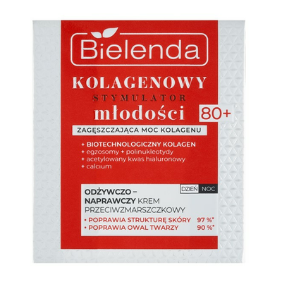 Bielenda Kolagenowy Stymulator Młodości Odżywczo-Naprawczy Krem Przeciwzmarszczkowy 80+ 50ml