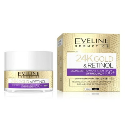 Eveline 24K Gold &amp; Retinol Skoncentrowany Krem Liftingujący 50+ 50ml