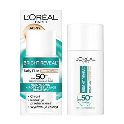 Loreal Bright Reveal Daily Fluid Tinted Glow SPF50+ Fluid do Twarzy Light 50ml