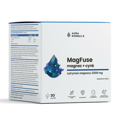 Aura Herbals MagFuse Magnez + Cynk Suplement Diety 30 Saszetek