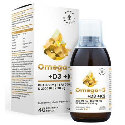 Aura Herbals Omega-3 + D3 + K2 Suplement Diety 200ml