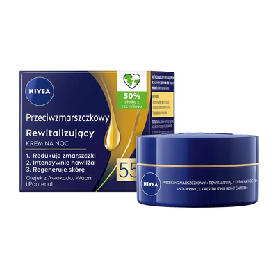 NIVEA Przeciwzmarszczkowy Rewitalizujący Krem na Noc 55+ 50ml