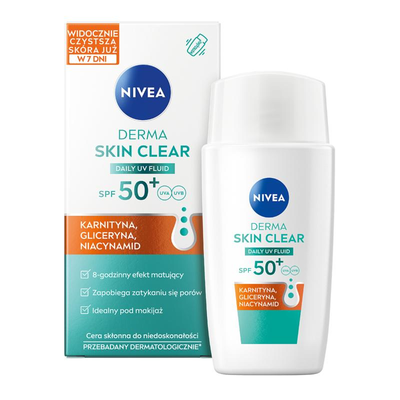NIVEA Derma Skin Clear Daily UV Fluid z Filtrem SPF50+ 40ml