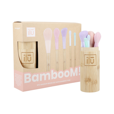 ILŪ BambooM! Zestaw 5 Pędzli do Makijażu + Bambusowa Tuba