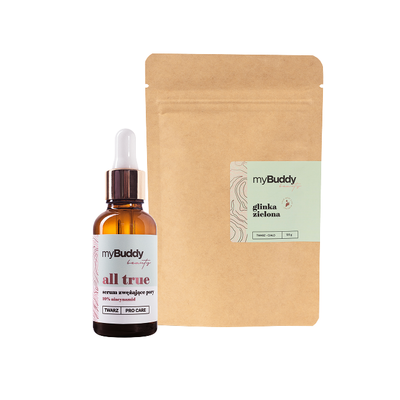 [Zestaw] myBuddy all true Serum Zwężające Pory 10% niacynamid + myBuddy Glinka Zielona 100g
