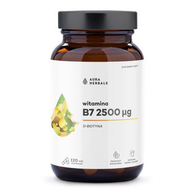 Aura Herbals Witamina B7 2500 µg Biotyna Suplement Diety 120 Kapsułek