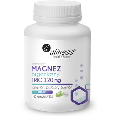 Aliness Magnez Organiczny TRIO 120mg Suplement Diety 100 Kapsułek