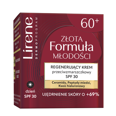 Lirene Złota Formuła Młodości Regenerujący Krem Przeciwzmarszczkowy SPF30 60+ 50ml