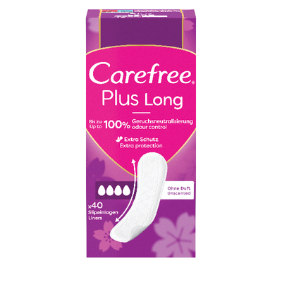 Carefree Plus Long Wkładki Higieniczne Bezzapachowe 40 Sztuk
