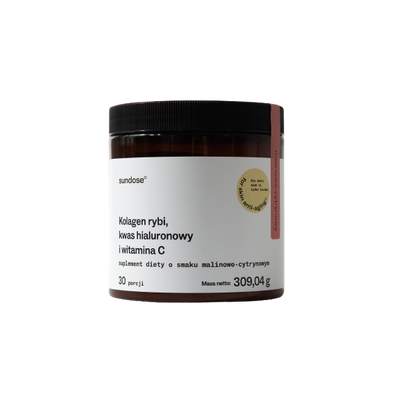 Sundose Kolegen Rybi Kwas Hialuronowy i Witamina C Suplement Diety o Smaku Malinowo-Cytrynowym 309,04g