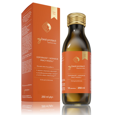 MyBestPharm MyBestProtect Odporność i Wsparcie Pracy Mózgu Suplement Diety o Smaku Gumy Balonowej 250ml