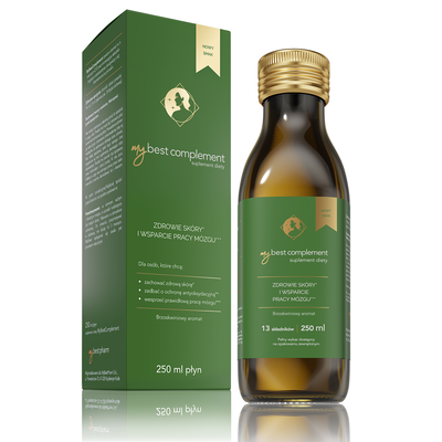 MyBestPharm MyBestComplement Zdrowie Skóry i Wsparcie Pracy Mózgu Suplement Diety Brzoskwioniowy Aromat 250ml