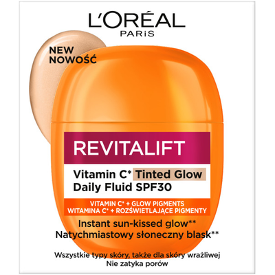 Loreal Revitalift Lekki Koloryzujący Fluid do Twarzy z Filtrem SPF30 i Witaminą C 40ml