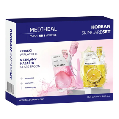 Mediheal Zestaw Odmładzająco-Energetyzujący 2 Maski + Masażer Glass Spoon