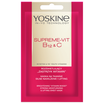 YOSKINE Supreme-Vit B12 &amp; C Maska na Tkaninie Silne Nawilżenie i Lifting 20ml