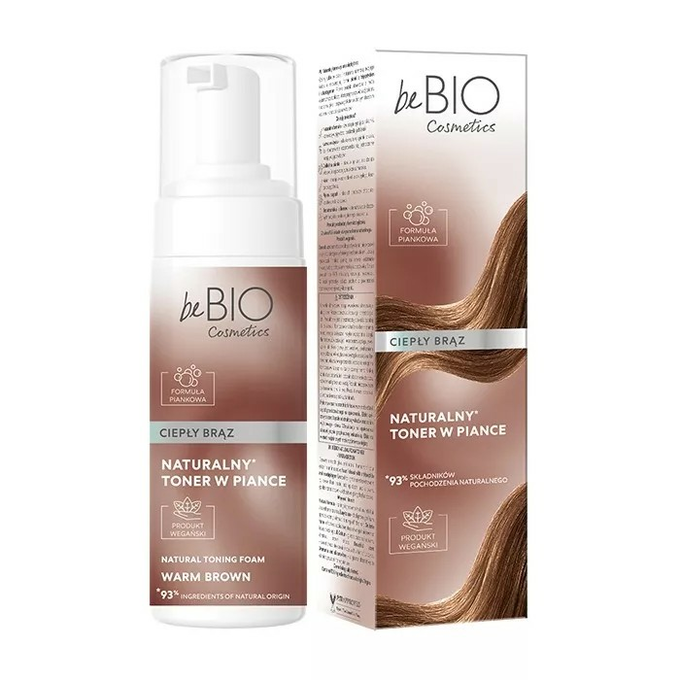 beBIO Cosmetics Naturalny Toner do Włosów w Piance Ciepły Brąz 120ml