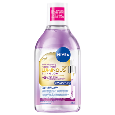 NIVEA Luminous630 Skin Glow Płyn Micelarny z 5% Serum i Kwasem Hialuronowym 400ml