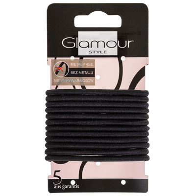 Glamour Zestaw Czarnych Gumek do Włosów 12 Sztuk