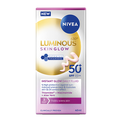 NIVEA Luminous630 Skin Glow Lekki Fluid z Filtrem SPF50+ Wyrównujący Koloryt Skóry 40ml