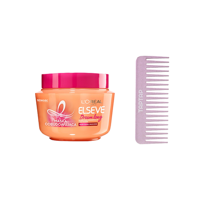 Zestaw TAPTAP Grzebień Szeroki Różowy + Loreal Elseve Dream Lengths Maska do Włosów 300ml